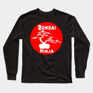 Lettering 'BONSAI NINJA' with bonsai tree Long Sleeve T-Shirt